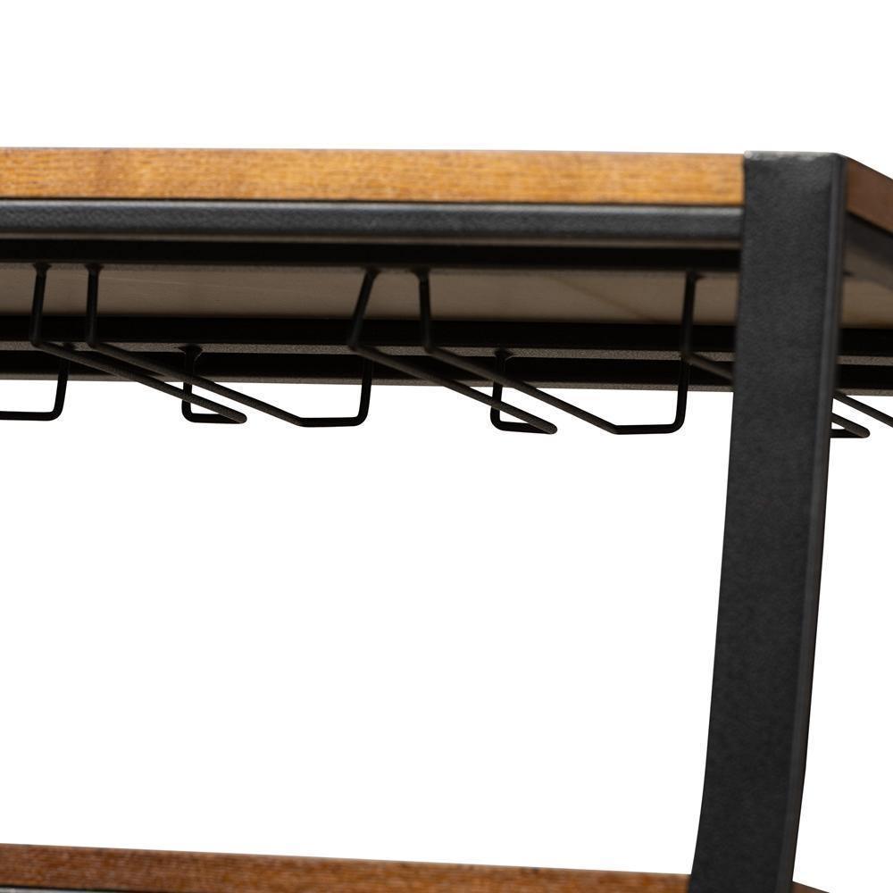 Triesta Antiqued Vintage Industrial Metal And Wood Wheeled Wine Rack Cart FredCo