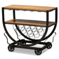 Triesta Antiqued Vintage Industrial Metal And Wood Wheeled Wine Rack Cart FredCo