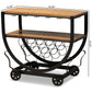 Triesta Antiqued Vintage Industrial Metal And Wood Wheeled Wine Rack Cart FredCo