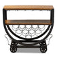 Triesta Antiqued Vintage Industrial Metal And Wood Wheeled Wine Rack Cart FredCo