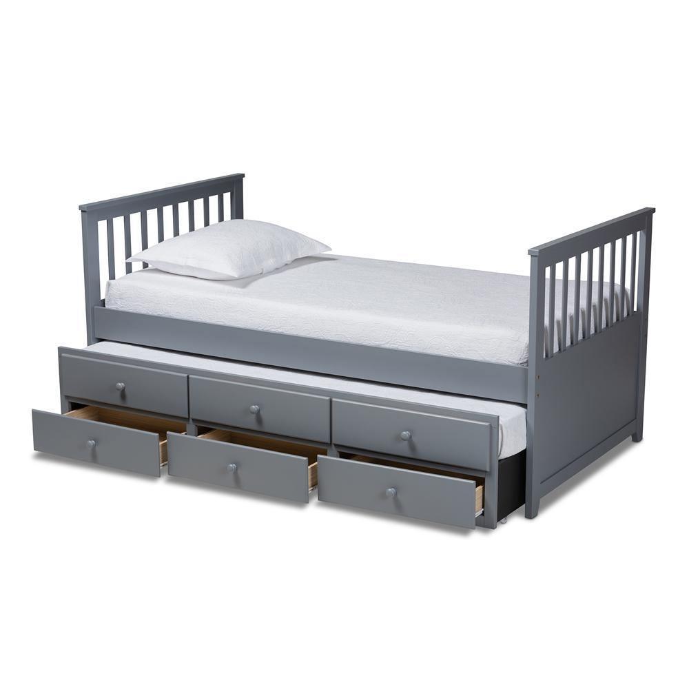 Trine Classic and Traditional Grey Finished Wood Twin Size Daybed with Trundle FredCo