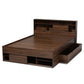 Tristan Modern and Contemporary Walnut Brown Finished Wood 1-Drawer Queen Size Platform Storage Bed with Shelves FredCo