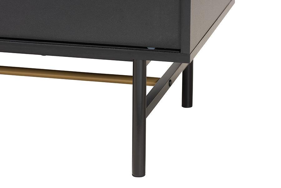 Truett Modern Dark Brown Finished Wood and Two-Tone Black and Gold Metal TV Stand FredCo
