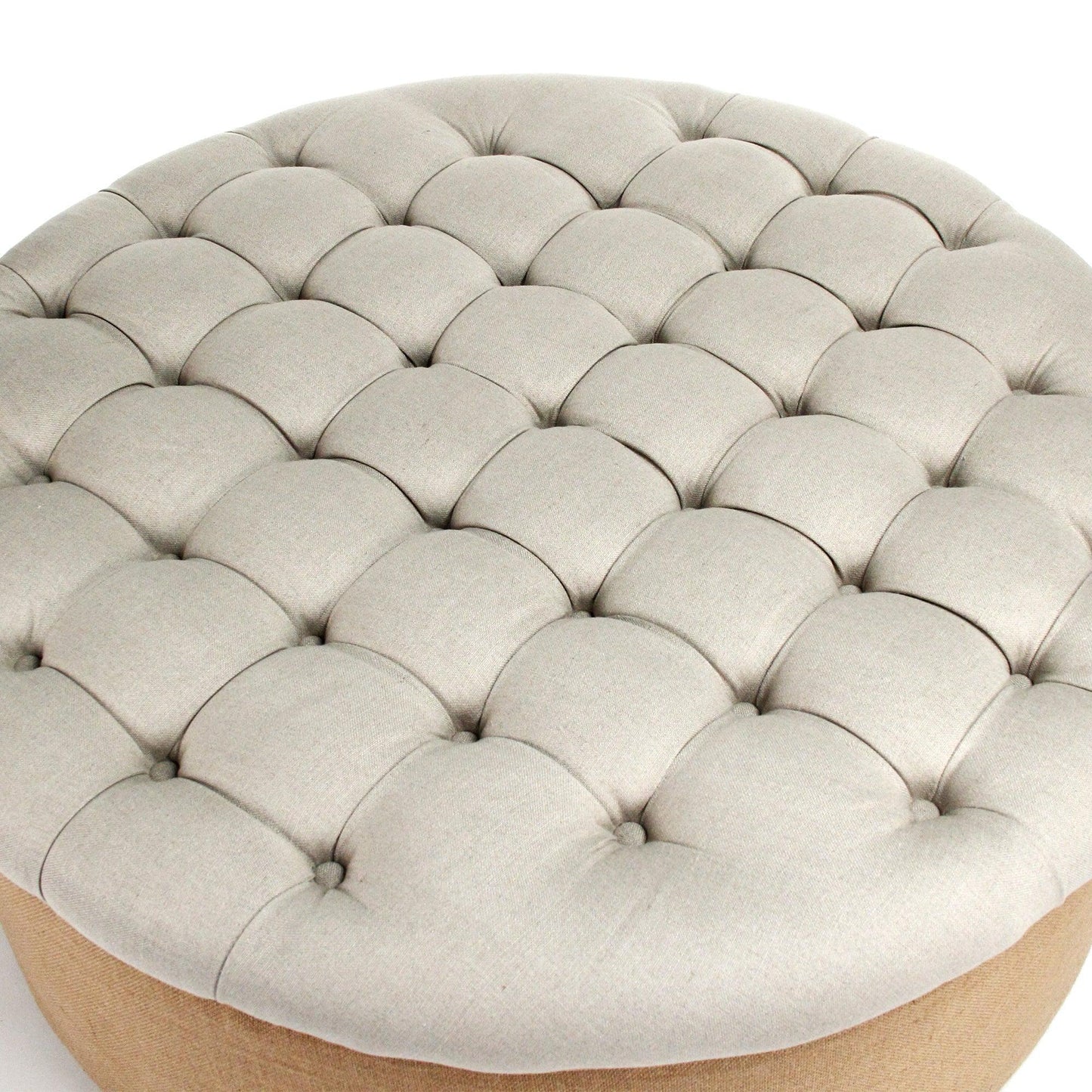 Tufted Round Ottoman CF053-Z A003 Jute FredCo