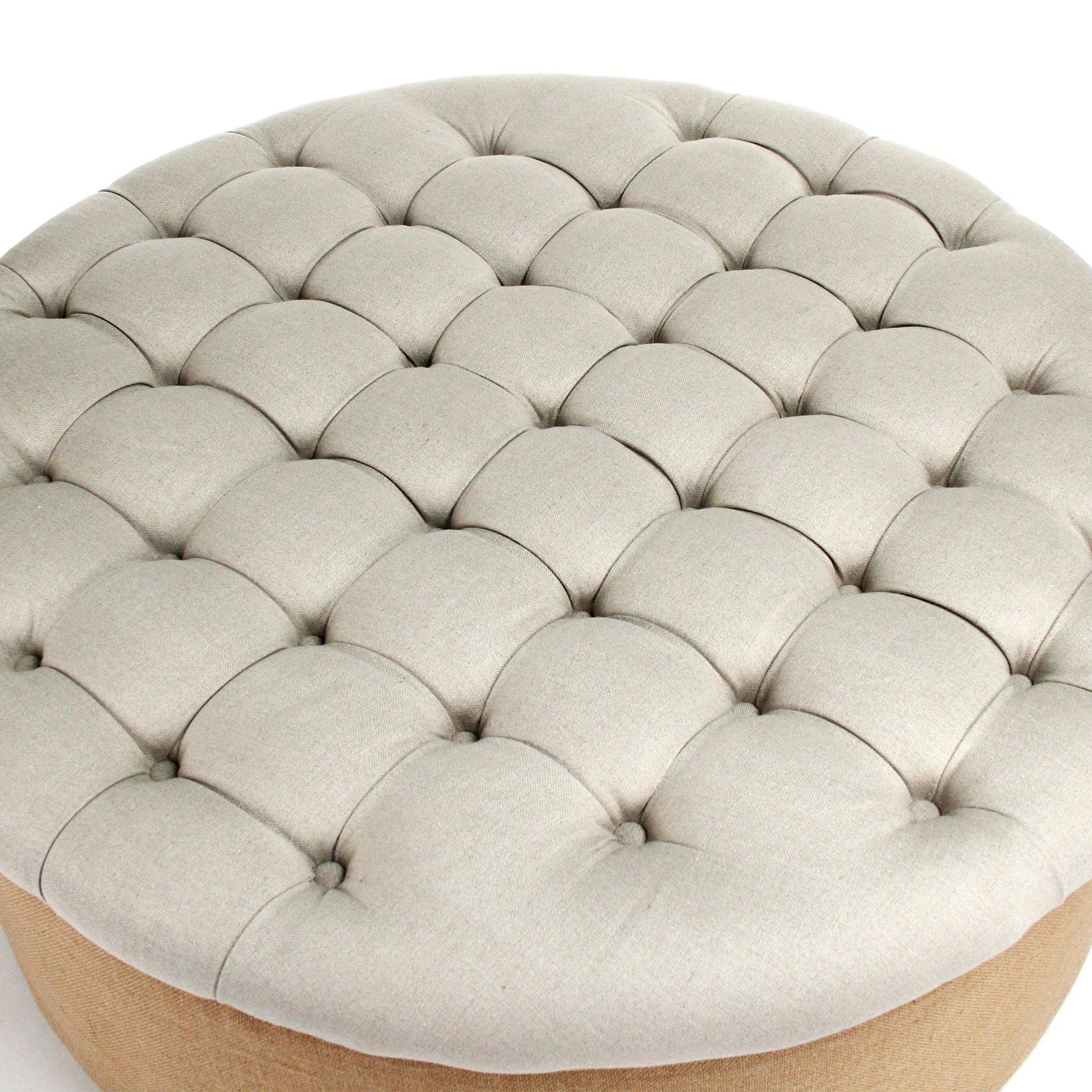 Tufted Round Ottoman CF053-Z A003 Jute FredCo
