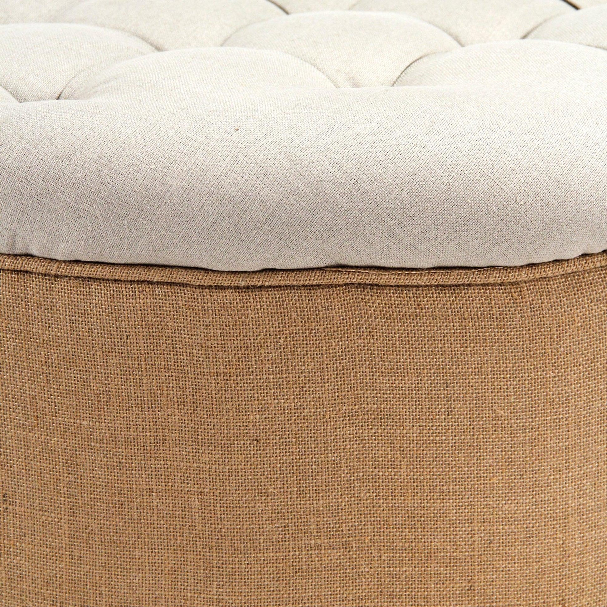 Tufted Round Ottoman CF053-Z A003 Jute FredCo
