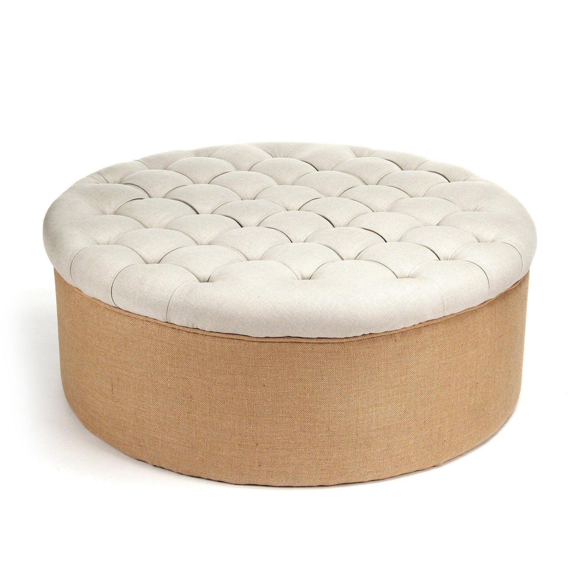 Tufted Round Ottoman CF053-Z A003 Jute FredCo