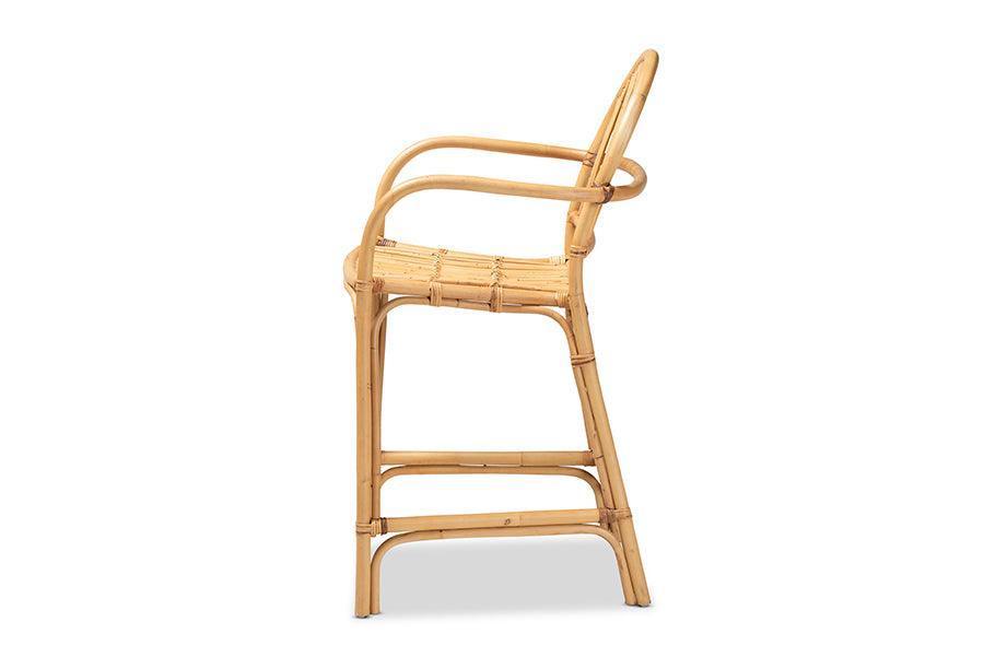 Tugera Modern Bohemian Natural Brown Rattan Counter Stool FredCo