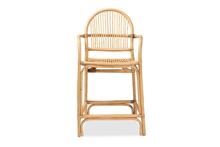 Tugera Modern Bohemian Natural Brown Rattan Counter Stool FredCo