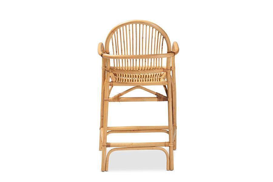 Tugera Modern Bohemian Natural Brown Rattan Counter Stool FredCo