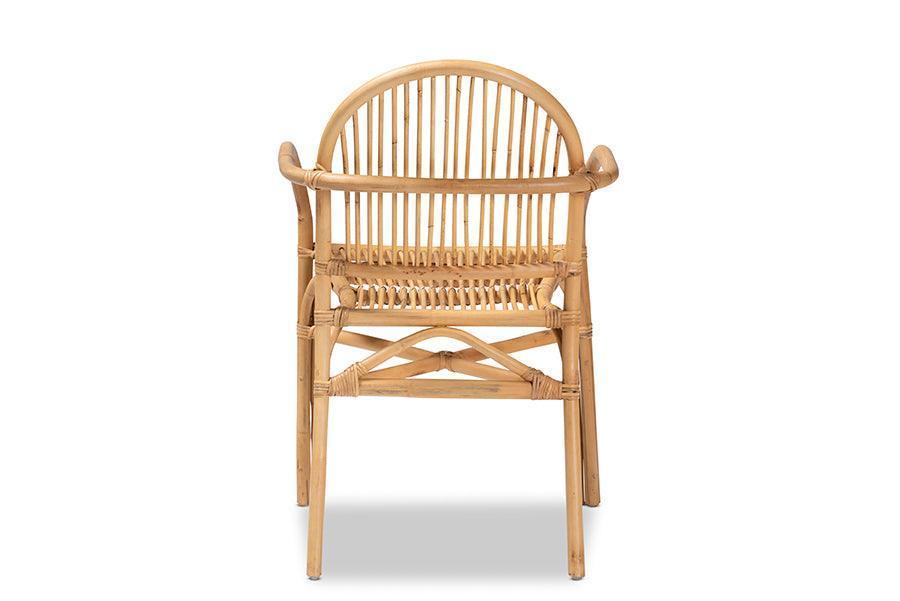Tugera Modern Bohemian Natural Brown Rattan Dining Chair FredCo