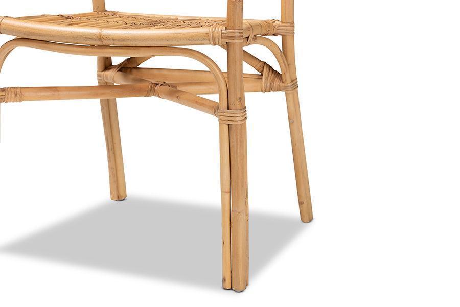 Tugera Modern Bohemian Natural Brown Rattan Dining Chair FredCo