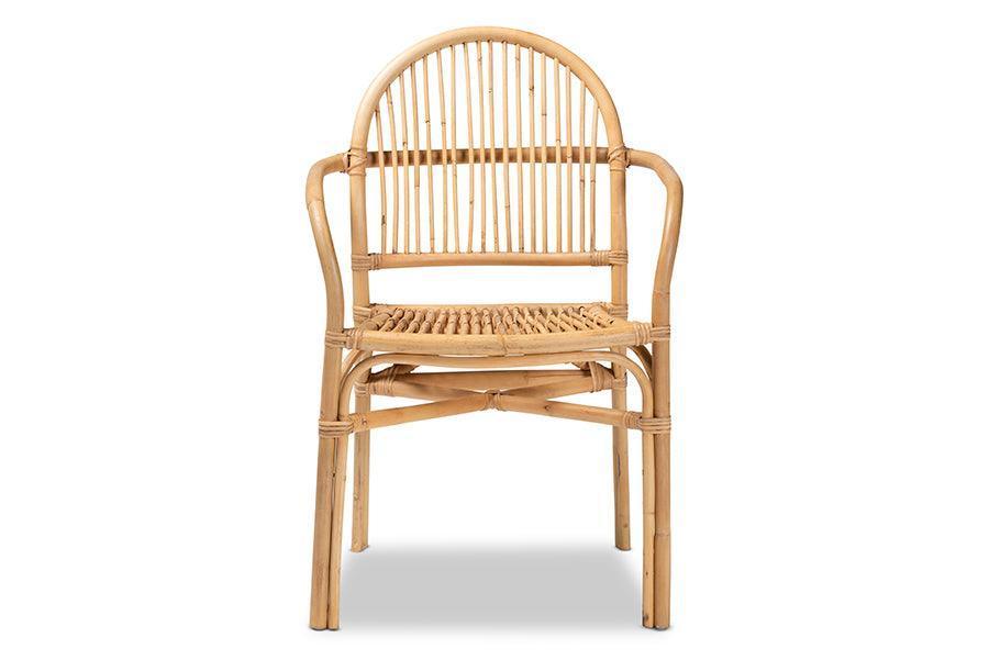 Tugera Modern Bohemian Natural Brown Rattan Dining Chair FredCo