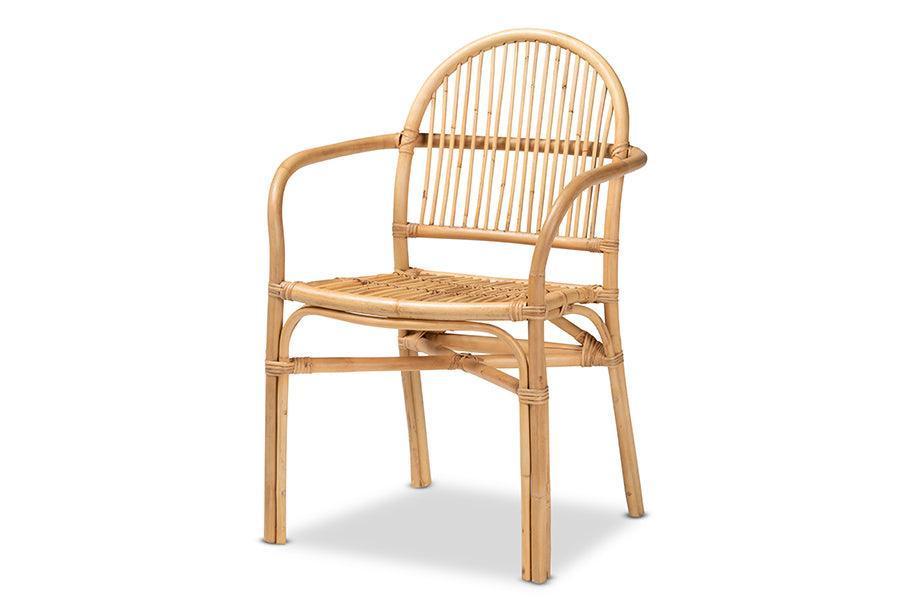 Tugera Modern Bohemian Natural Brown Rattan Dining Chair FredCo