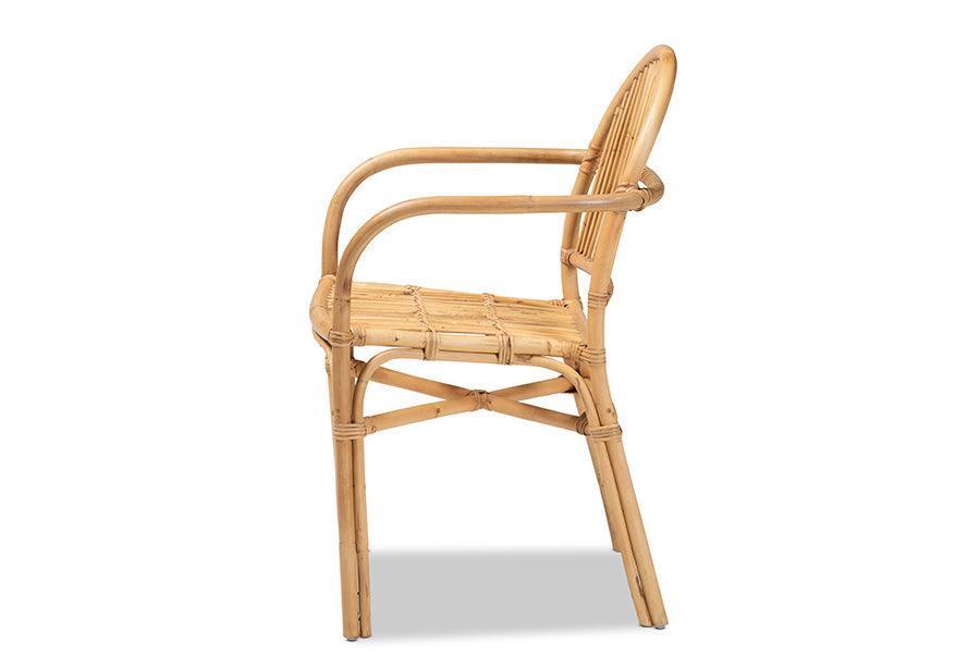 Tugera Modern Bohemian Natural Brown Rattan Dining Chair FredCo