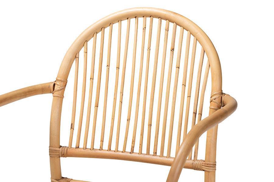 Tugera Modern Bohemian Natural Brown Rattan Dining Chair FredCo