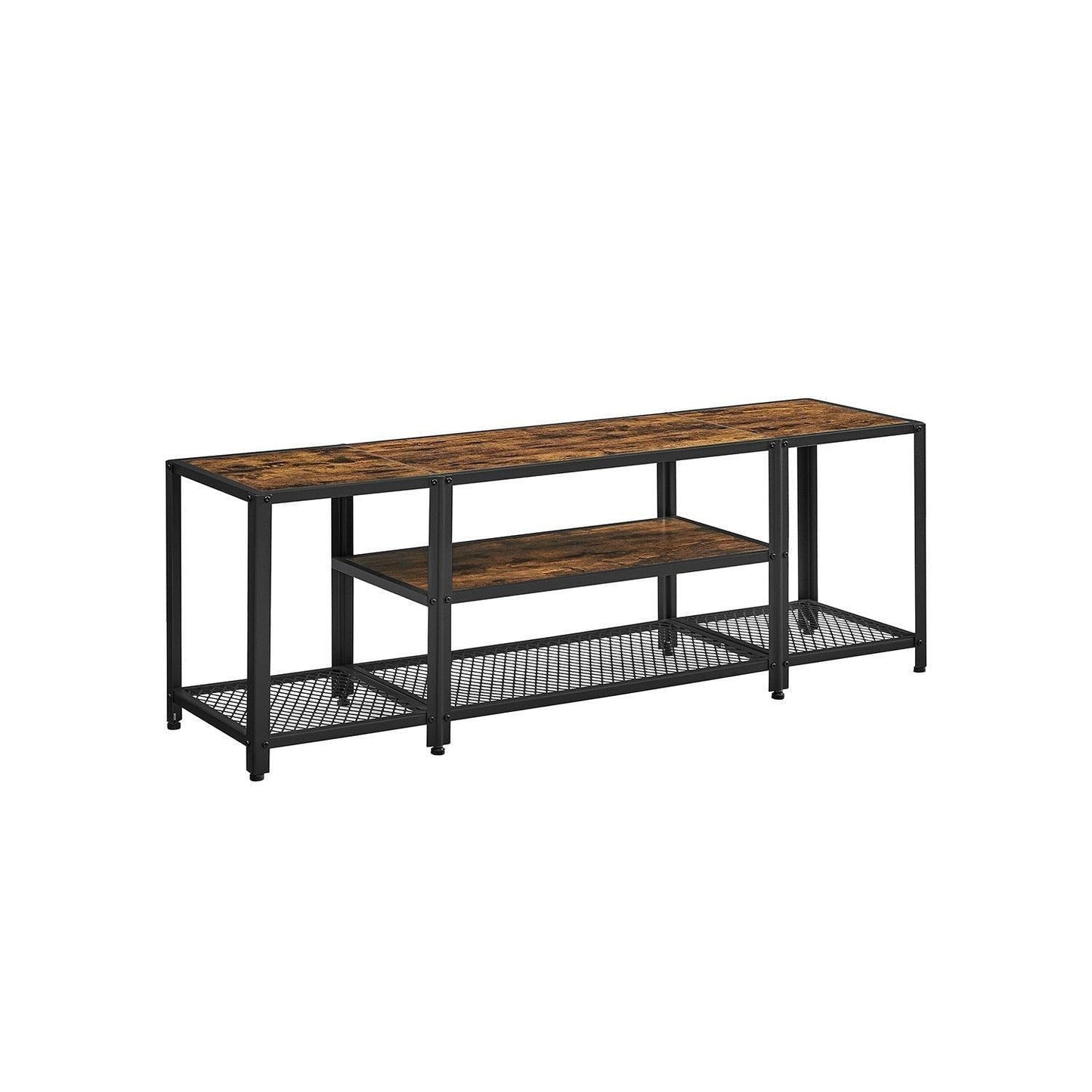 TV Console with Open Storage Shelves, Brown and Black FredCo