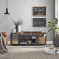 TV Console with Open Storage Shelves, Brown and Black FredCo