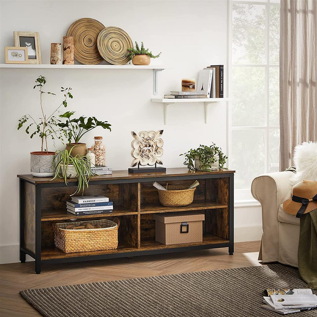 TV Stand for TVs up to 65 Inch Rustic Brown FredCo