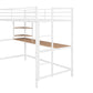 Twin Metal Loft Bed with Desk and Shelve,White MF292491AAK FredCo