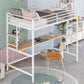 Twin Metal Loft Bed with Desk and Shelve,White MF292491AAK FredCo