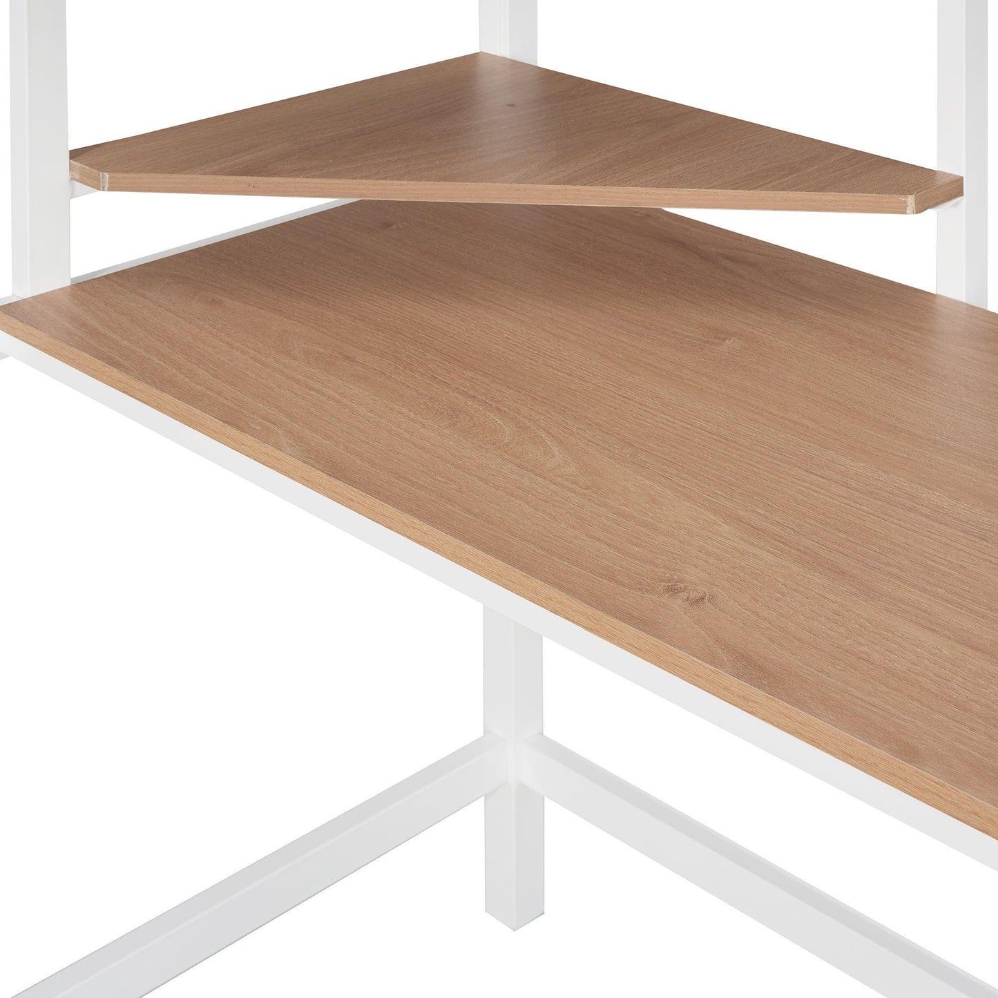 Twin Metal Loft Bed with Desk and Shelve,White MF292491AAK FredCo