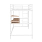 Twin Metal Loft Bed with Desk and Shelve,White MF292491AAK FredCo