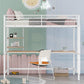 Twin Metal Loft Bed with Desk and Shelve,White MF292491AAK FredCo