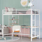 Twin Metal Loft Bed with Desk and Shelve,White MF292491AAK FredCo