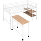 Twin Size Metal Loft Bed with Desk and Shelves,White MF292498AAK FredCo