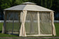 U_STYLE Quality Double Tiered Grill Canopy, Outdoor BBQ Gazebo Tent with UV Protection, Beige FredCo