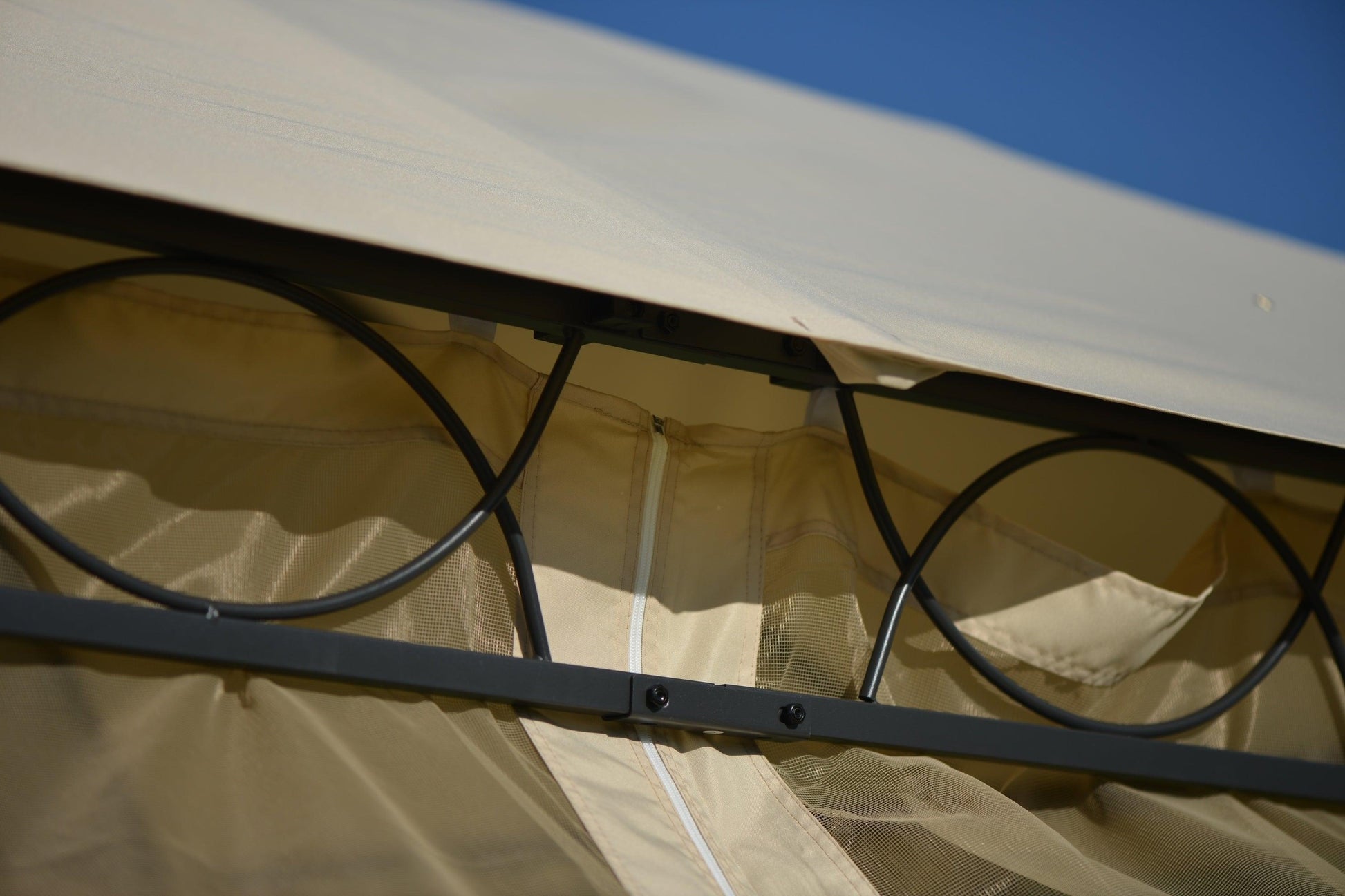 U_STYLE Quality Double Tiered Grill Canopy, Outdoor BBQ Gazebo Tent with UV Protection, Beige FredCo