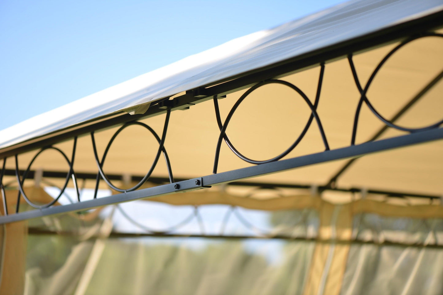 U_STYLE Quality Double Tiered Grill Canopy, Outdoor BBQ Gazebo Tent with UV Protection, Beige FredCo