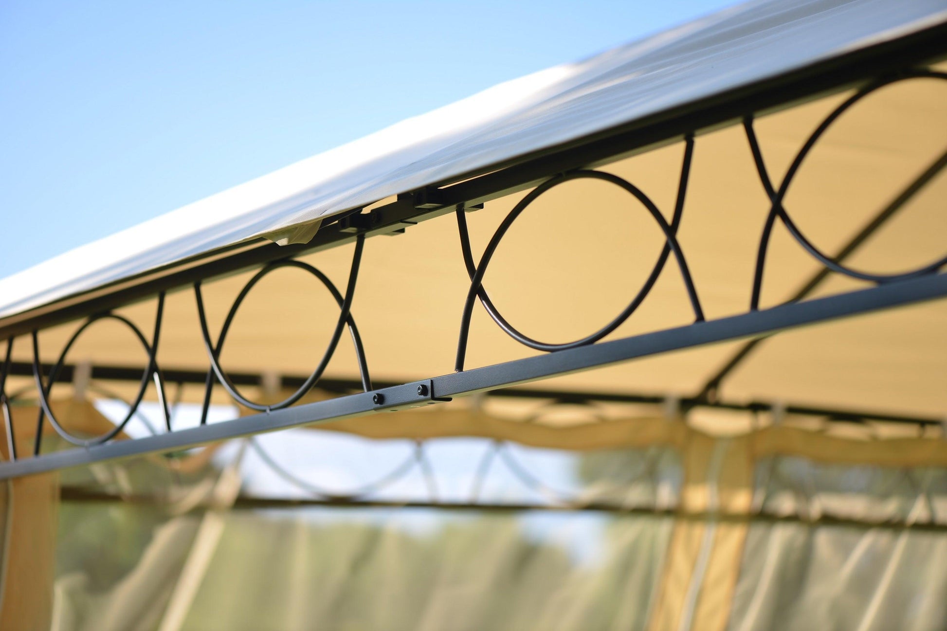 U_STYLE Quality Double Tiered Grill Canopy, Outdoor BBQ Gazebo Tent with UV Protection, Beige FredCo