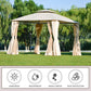 U_STYLE Quality Double Tiered Grill Canopy, Outdoor BBQ Gazebo Tent with UV Protection, Beige FredCo