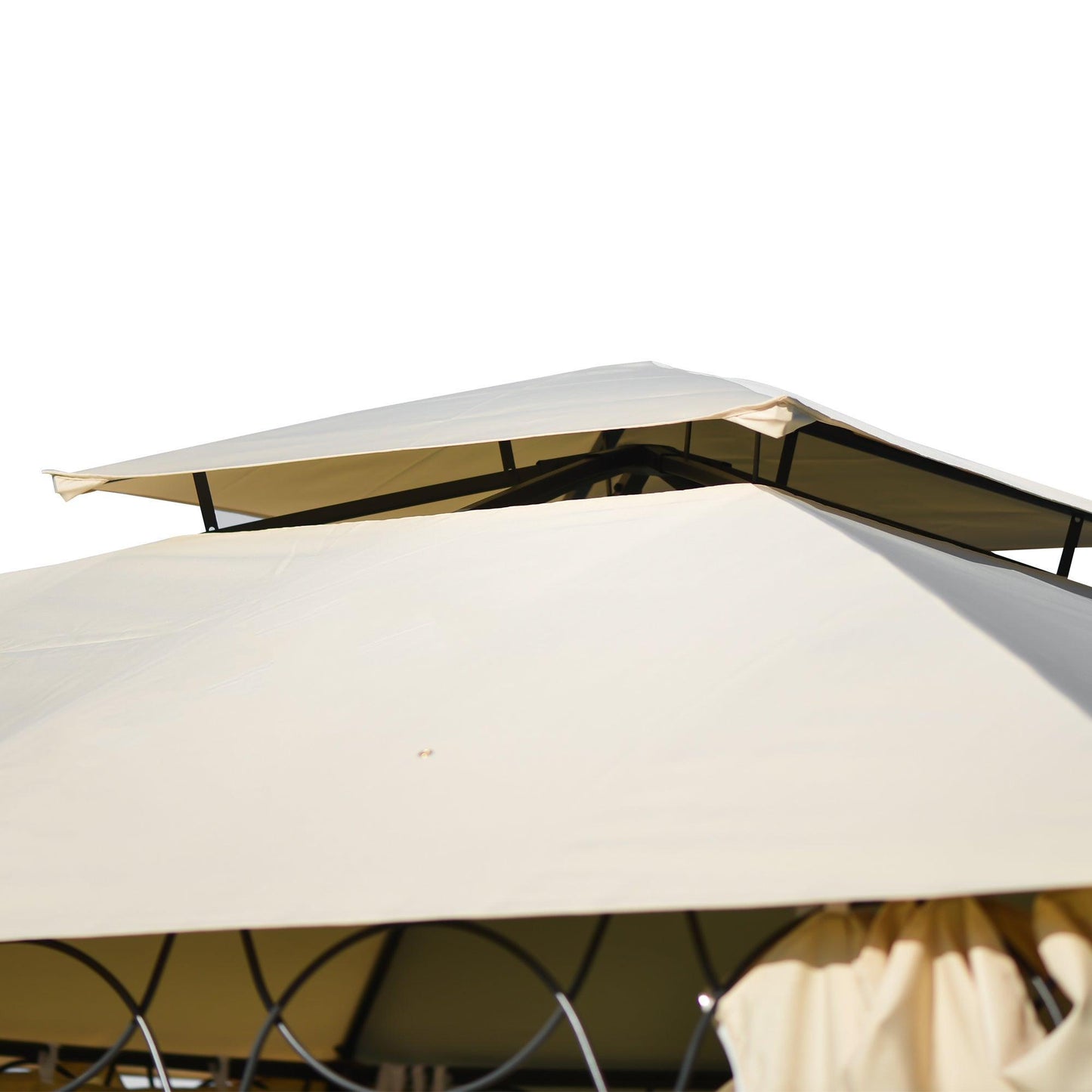 U_STYLE Quality Double Tiered Grill Canopy, Outdoor BBQ Gazebo Tent with UV Protection, Beige FredCo