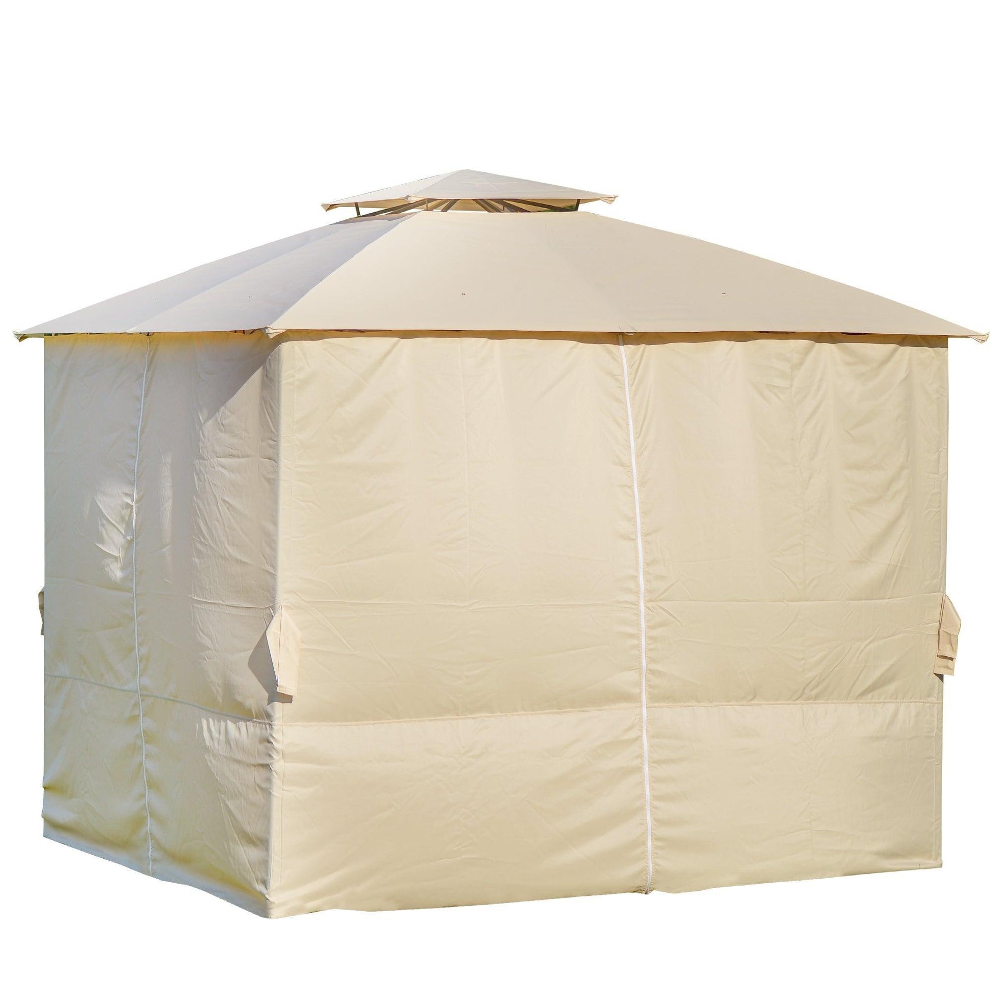 U_STYLE Quality Double Tiered Grill Canopy, Outdoor BBQ Gazebo Tent with UV Protection, Beige FredCo