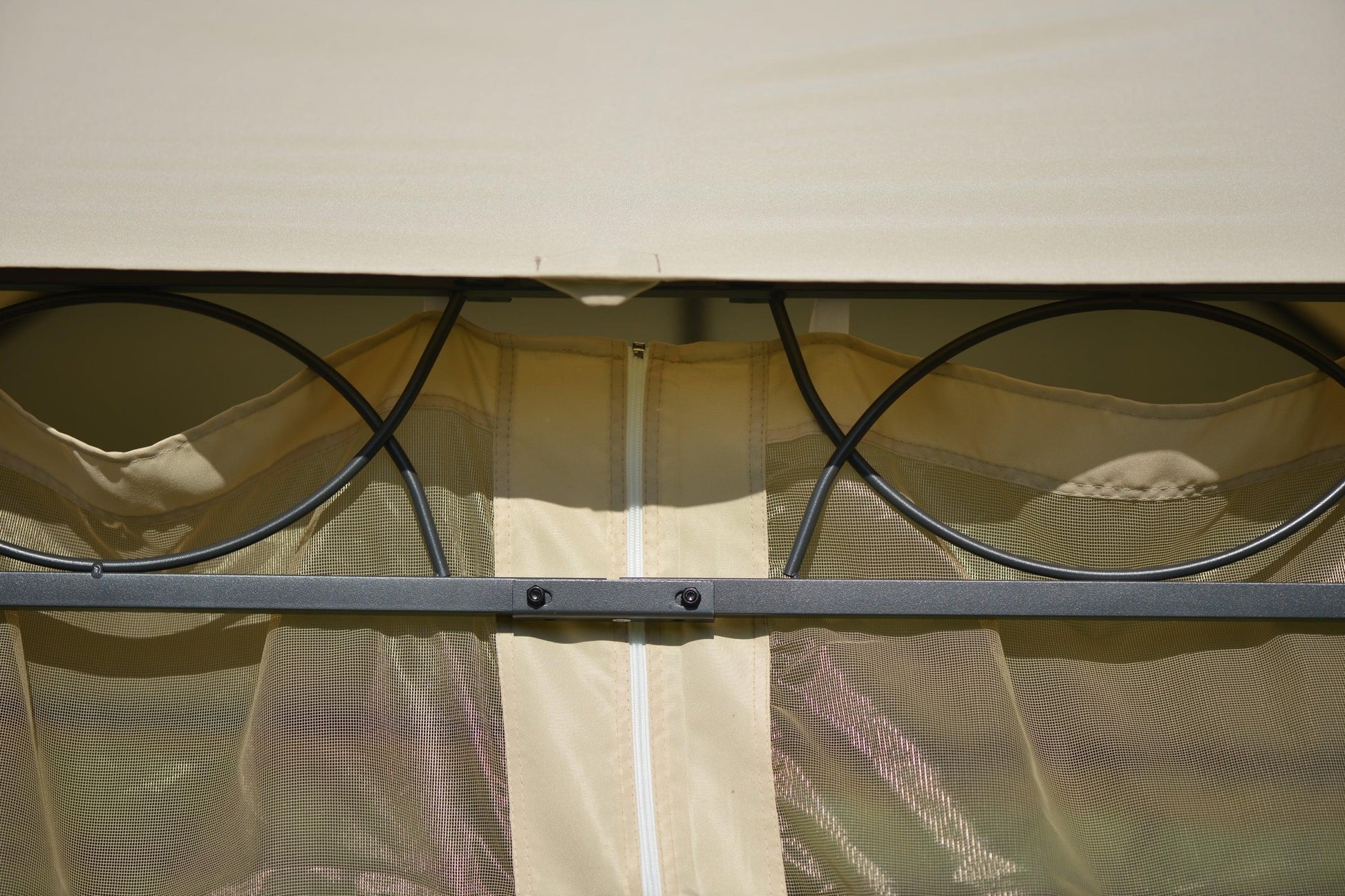 U_STYLE Quality Double Tiered Grill Canopy, Outdoor BBQ Gazebo Tent with UV Protection, Beige FredCo