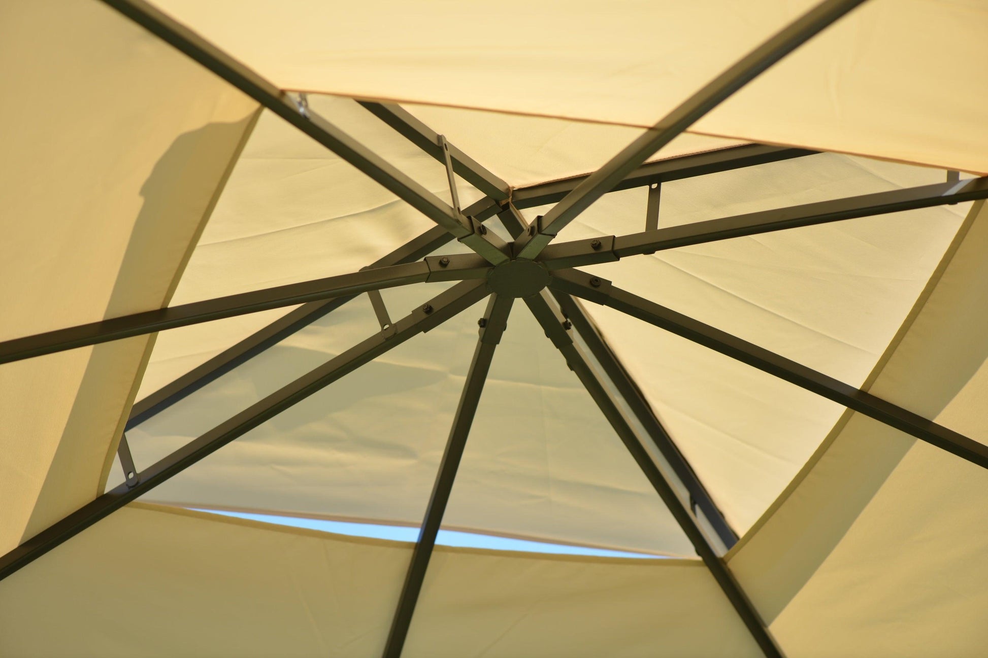 U_STYLE Quality Double Tiered Grill Canopy, Outdoor BBQ Gazebo Tent with UV Protection, Beige FredCo