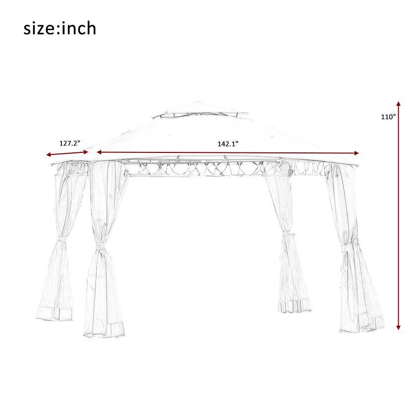 U_STYLE Quality Double Tiered Grill Canopy, Outdoor BBQ Gazebo Tent with UV Protection, Beige FredCo