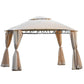 U_STYLE Quality Double Tiered Grill Canopy, Outdoor BBQ Gazebo Tent with UV Protection, Beige FredCo