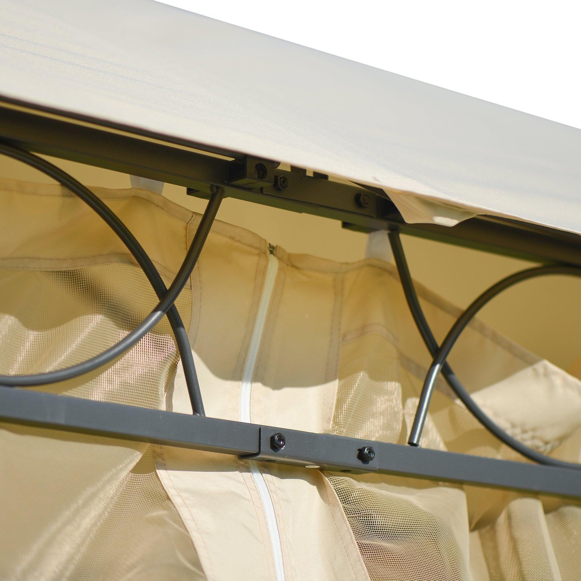 U_STYLE Quality Double Tiered Grill Canopy, Outdoor BBQ Gazebo Tent with UV Protection, Beige FredCo