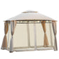 U_STYLE Quality Double Tiered Grill Canopy, Outdoor BBQ Gazebo Tent with UV Protection, Beige FredCo