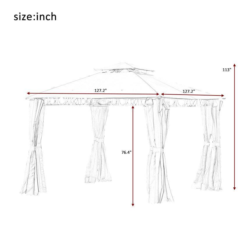 U_STYLE Quality Double Tiered Grill Canopy, Outdoor BBQ Gazebo Tent with UV Protection, Beige FredCo
