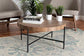 Umar Modern Industrial Walnut Brown Finished Wood and Black Metal Coffee Table FredCo