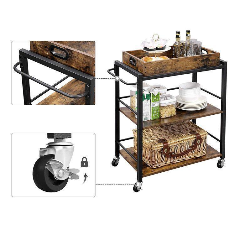 Universal Casters Kitchen Cart Rustic Brown FredCo