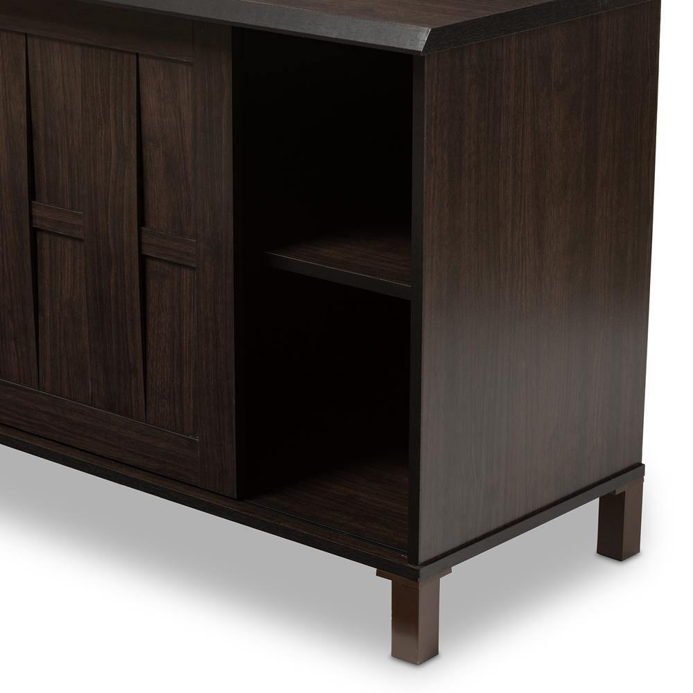Unna 70-Inch Dark Brown Wood TV Cabinet with 2 Sliding Doors and Drawer FredCo