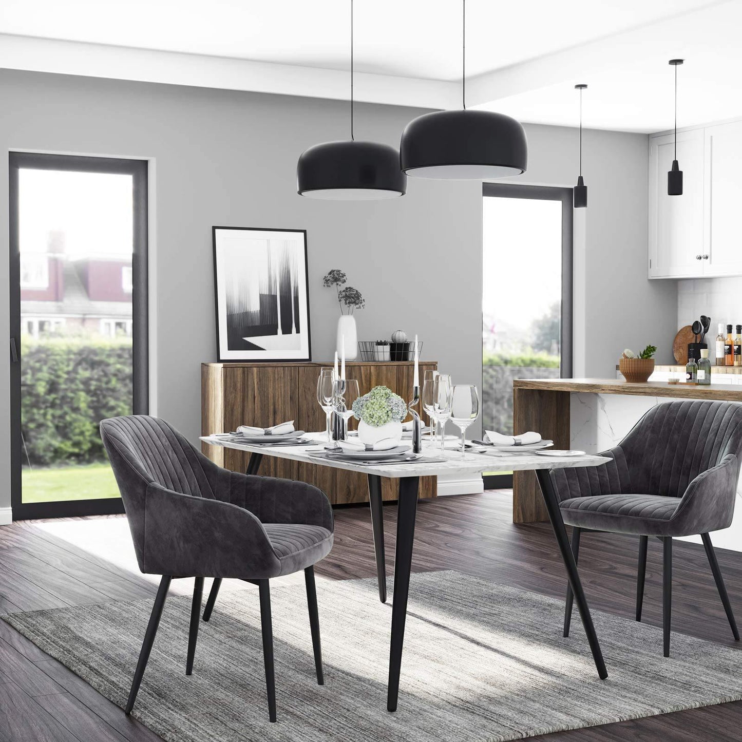 Upholstered Dining Chair Gray FredCo