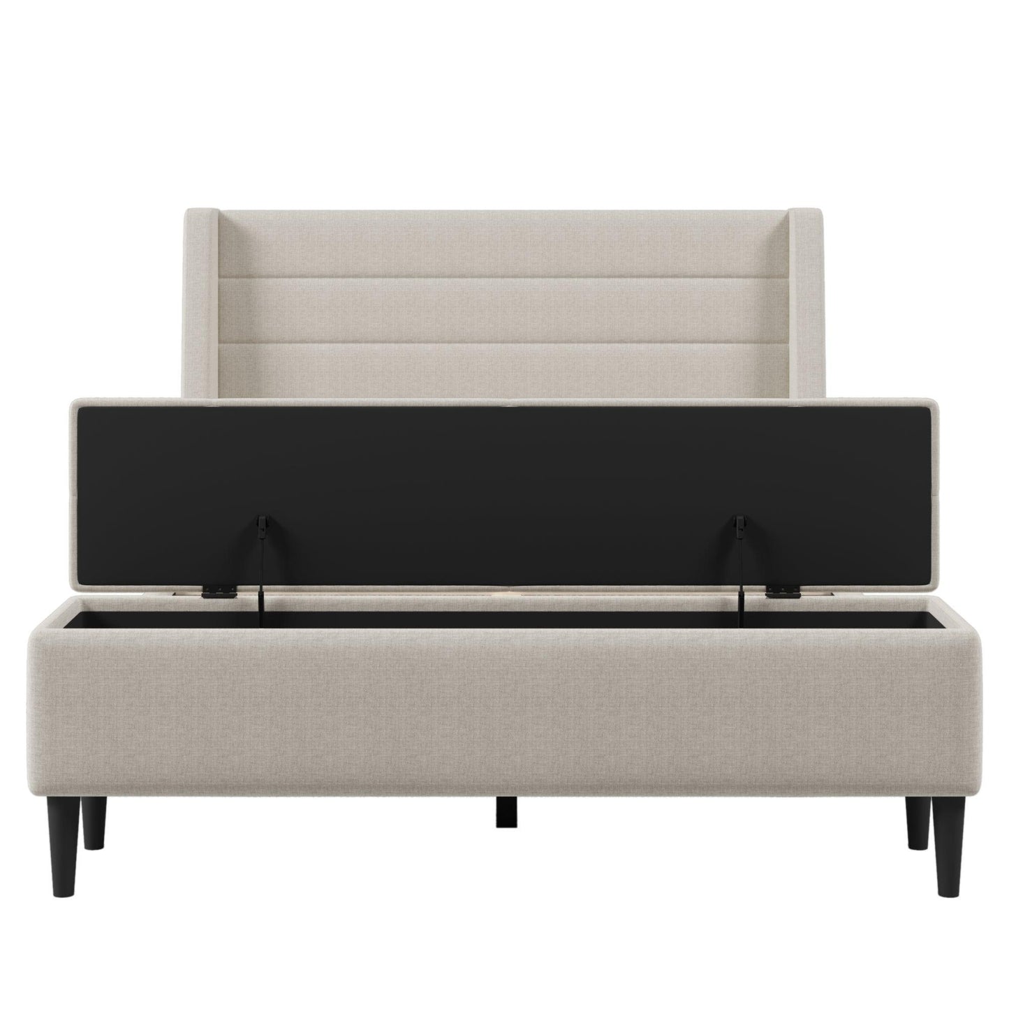 Upholstered Storage Bed Frame with Storage Ottoman Bench, Queen, Beige WF291879AAA FredCo