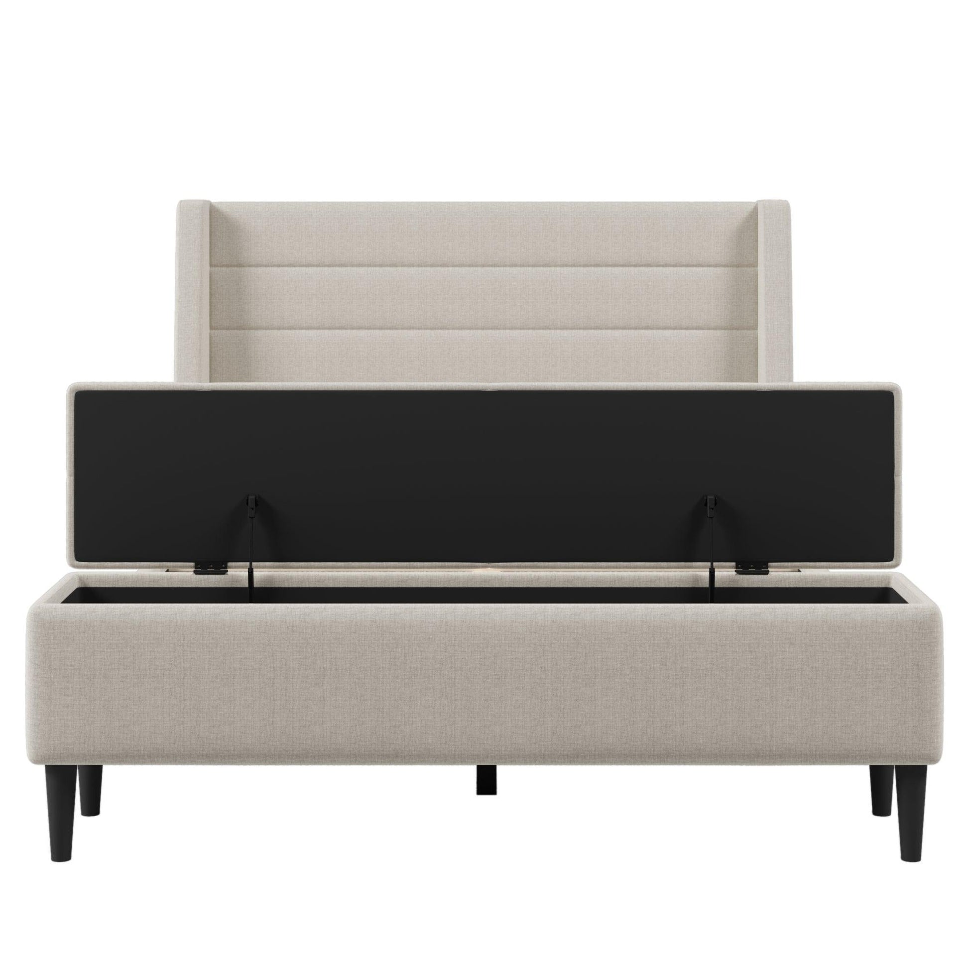 Upholstered Storage Bed Frame with Storage Ottoman Bench, Queen, Beige WF291879AAA FredCo
